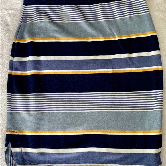 NWOT Blue White & Yellow Stripe Pencil Skirt Size 2 - Picture 2 of 4